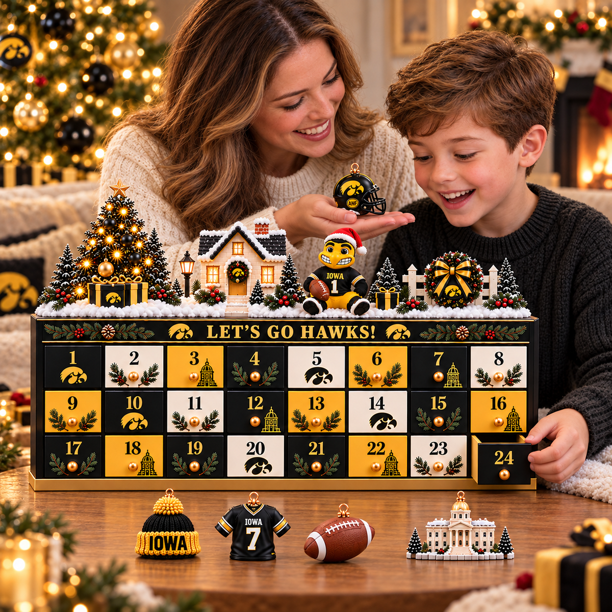 Premium IWHK Christmas Wooden Advent Calendar PVNA