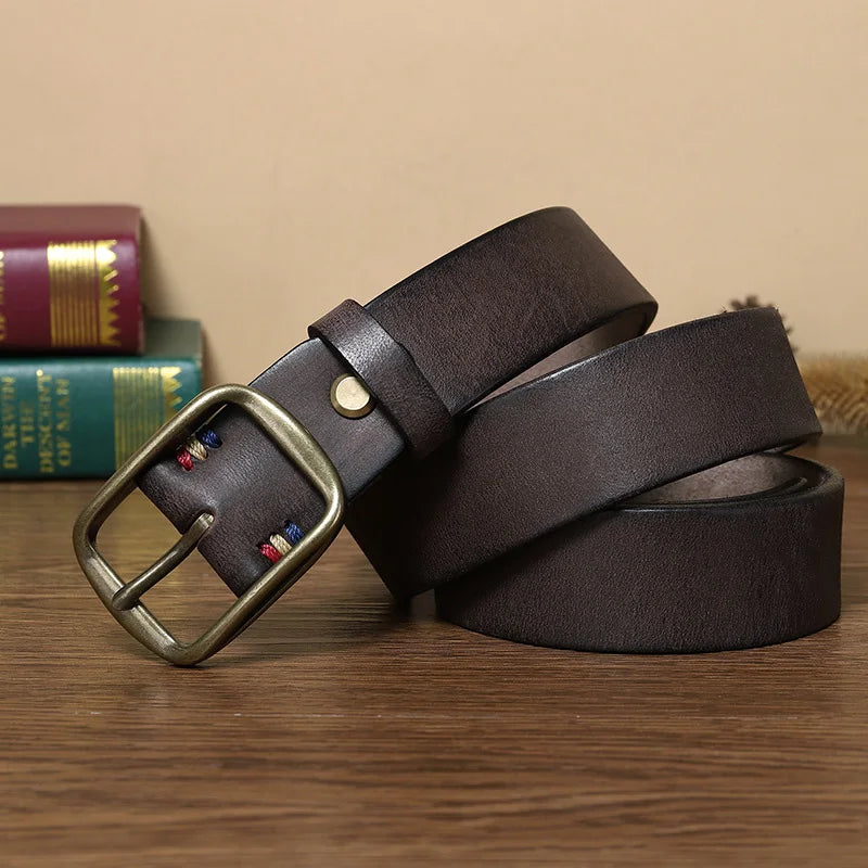 Men Belts Luxury Brand Cowskin Genuine Leather Belts for Men Top full grain Leather Strap High Quality Strap Vintage LD047