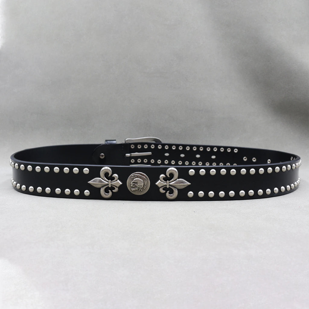 Metal Rivet Belt Luxury Designers Men Rivet Punk Belt Cow Genuine Leather Cintos Masculinos Male Women Rock Hip Hop Strap Waist